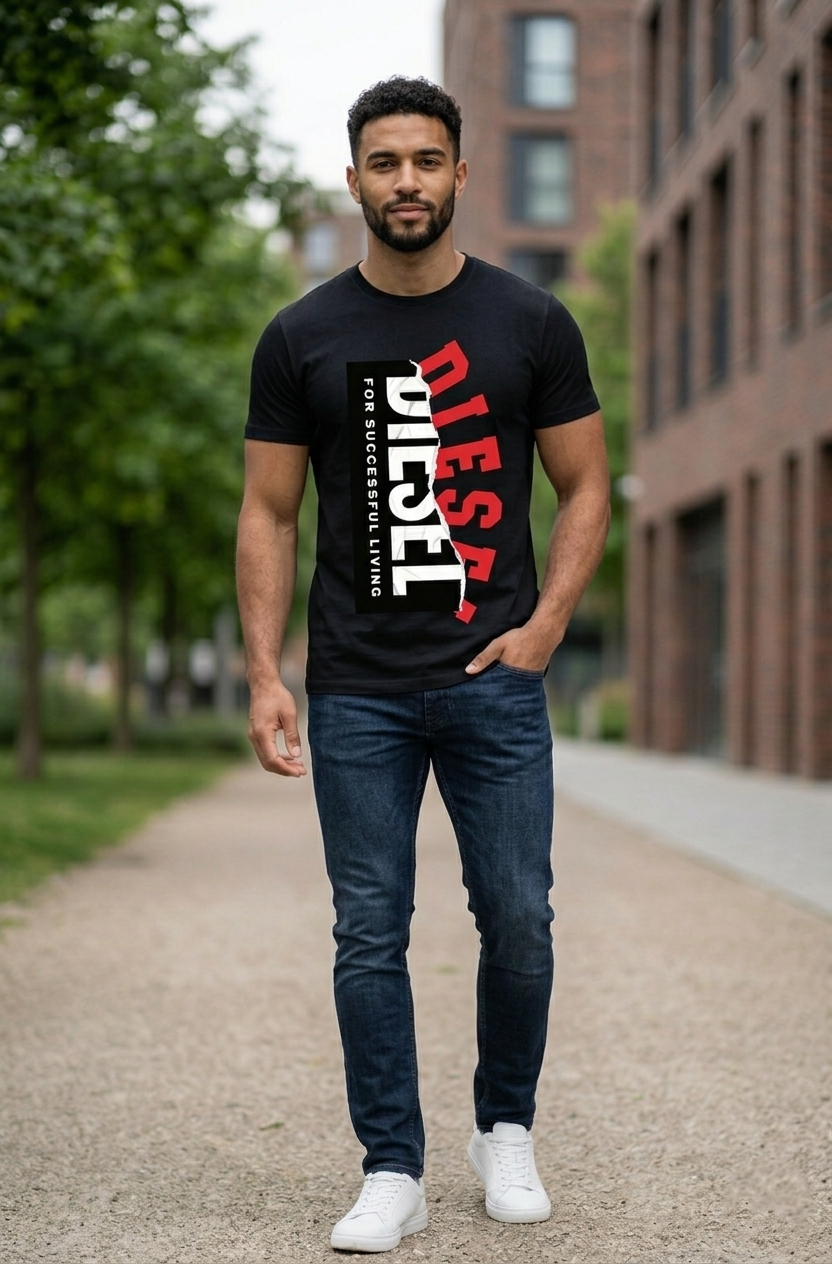 Men's cotton black t shirt casual wear