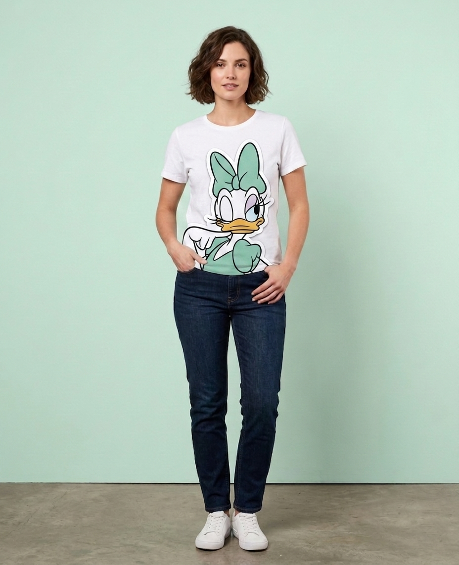 Daisy Duck Cartoon Graphic T-Shirt –  Wear for Women